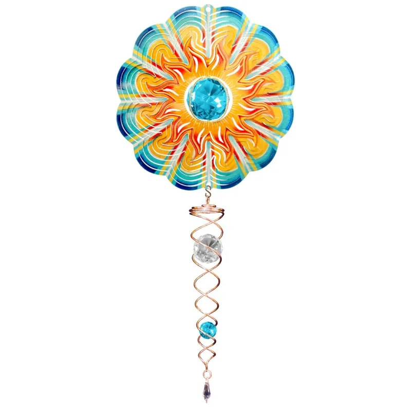 Spinfinity Designs 14" Crystal Aqua Sun Mini Set - 6.5" Wind Spinner - 7.5" Crystal Twister
