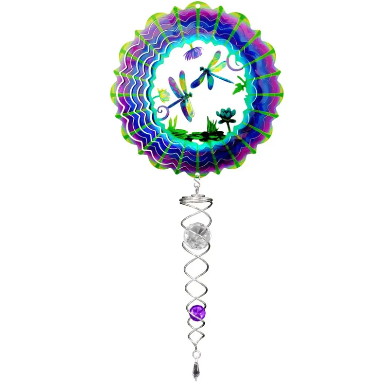 Spinfinity Designs 14" 3D Dragonfly Mini Set - 6.5" Wind Spinner - 7.5" Crystal Twister