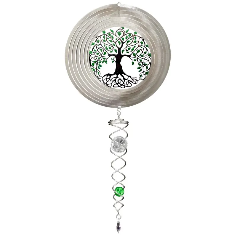 Spinfinity Designs 14" Tree of Life Mini Set - 6.5" Wind Spinner - 7.5" Crystal Twister