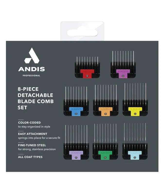 Andis Universal Stainless Steel Combs 8-Piece Set