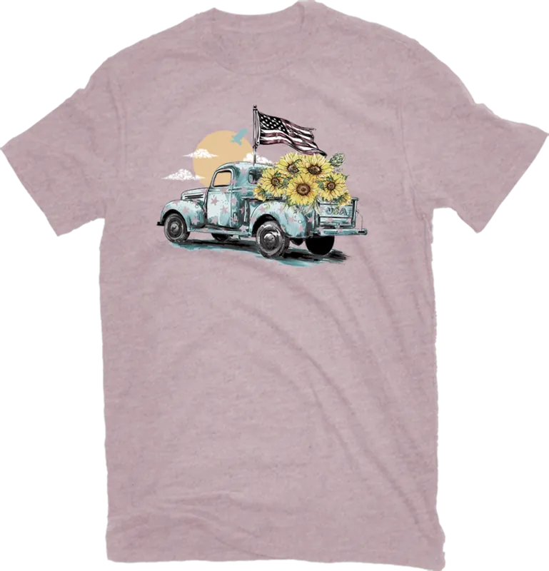 Pivotal Partners Women‘s Sunflower Truck T-Shirt Violet AMPL-16276