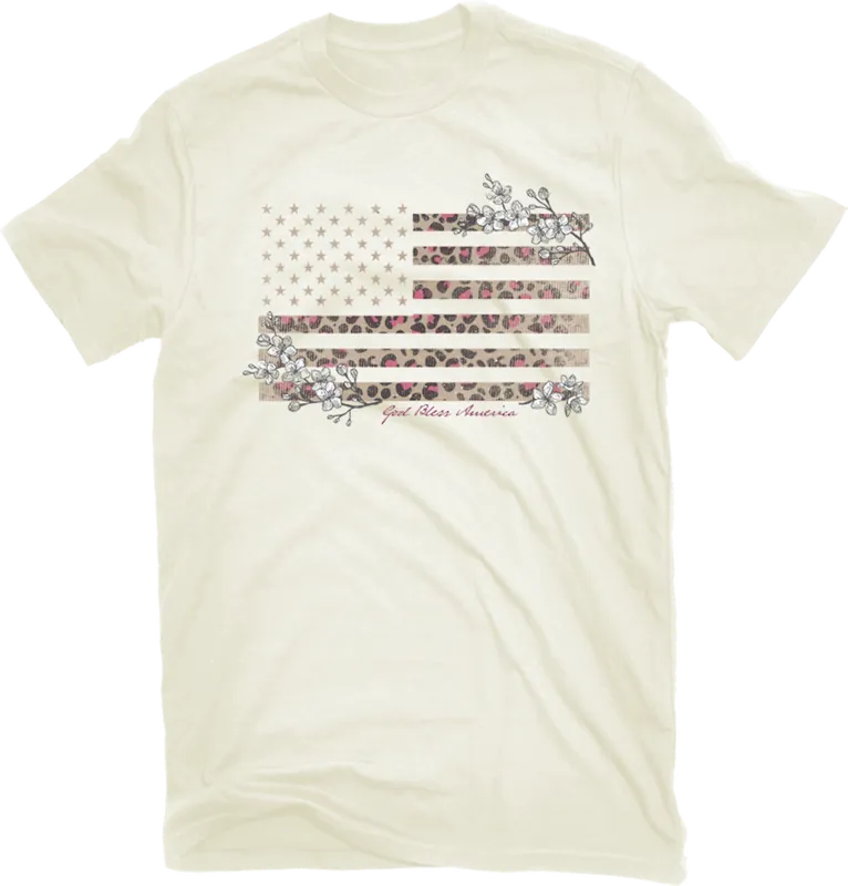 Pivotal Partners Women‘s Leopard Flag T-Shirt Cream AMPL-16284