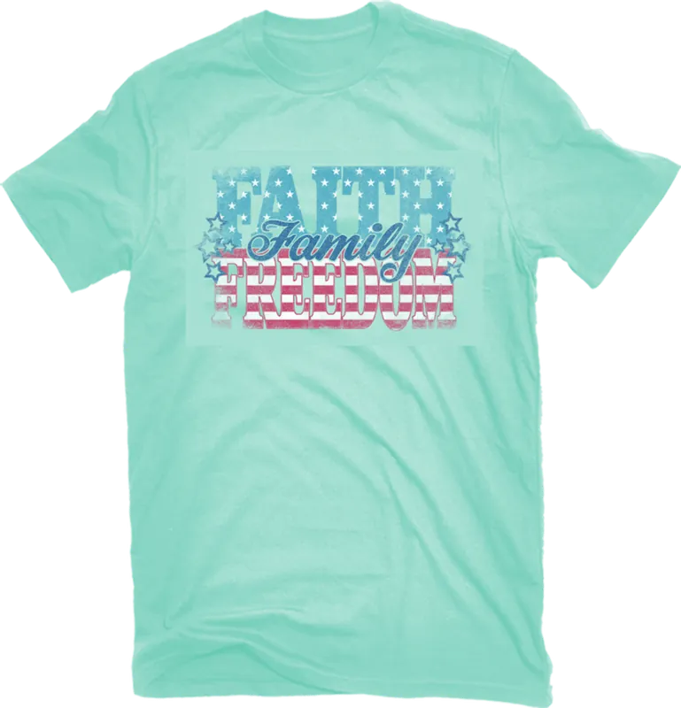 Pivotal Partners Faith Family Freedom T-Shirt Beach Glass AMPL-16289