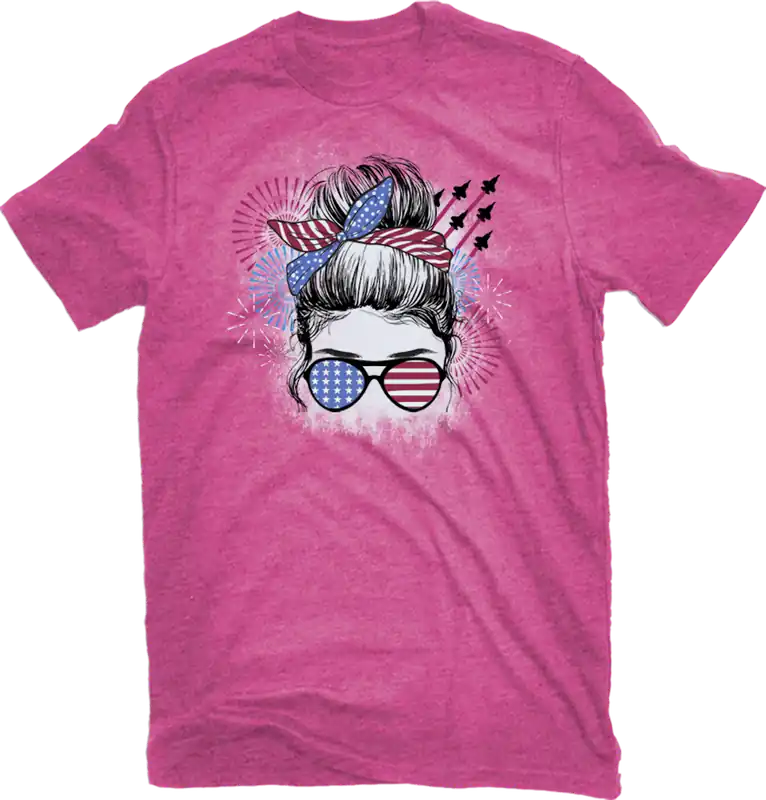 Pivotal Partners USA Girl Fireworks T-Shirt Fuchsia AMPL-16294