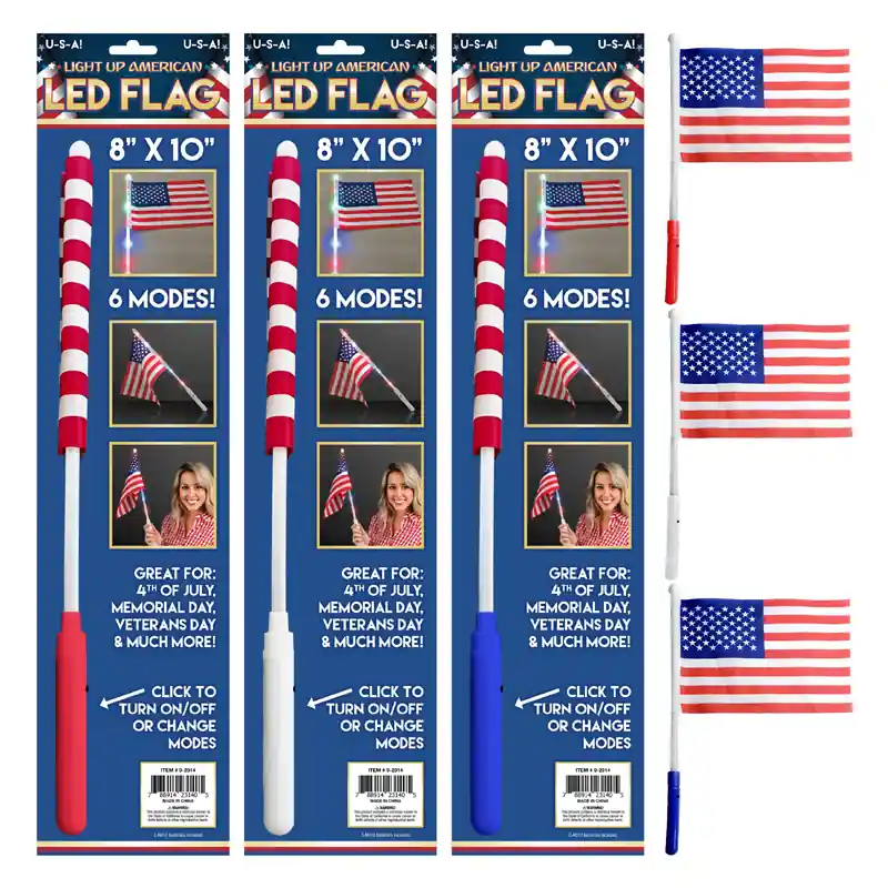 LIGHT UP AMERICAN LED Flag Display - Assorted Colors