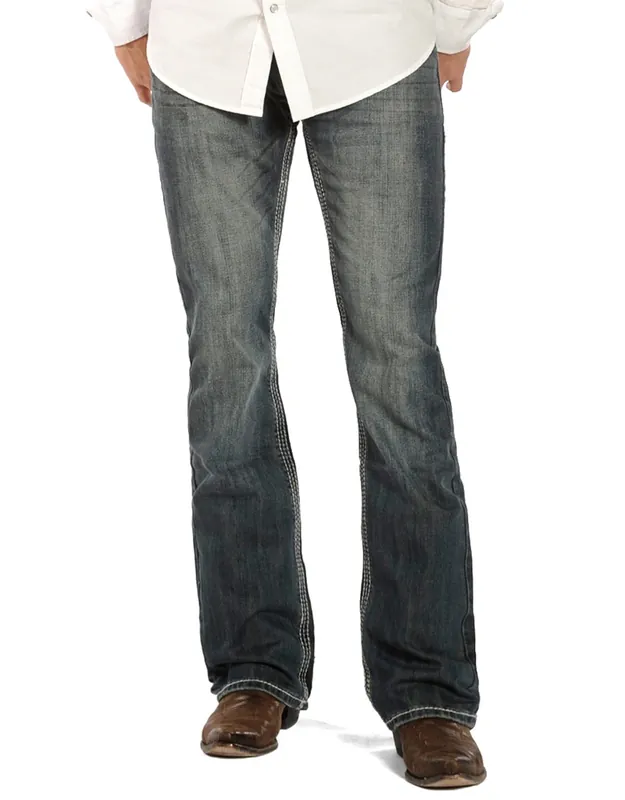 Rock & Roll Denim Men‘s Pistol Low Rise Regular Fit Boot Cut Jeans - Medium Wash M0P2602