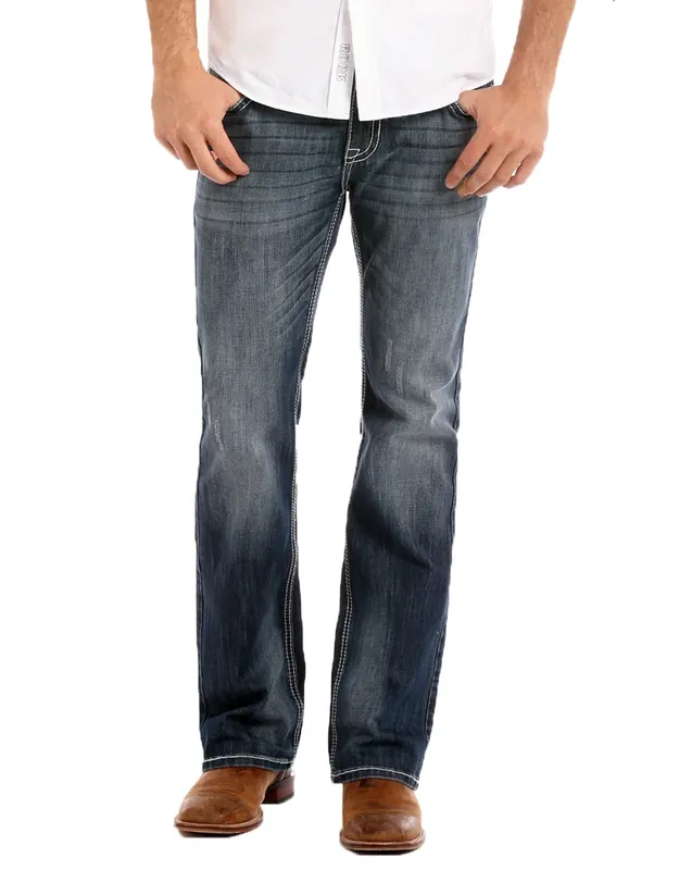 Rock & Roll Denim Men’s Regular Fit Reflex Pistol Straight Leg Jeans Medium Wash M1P3473
