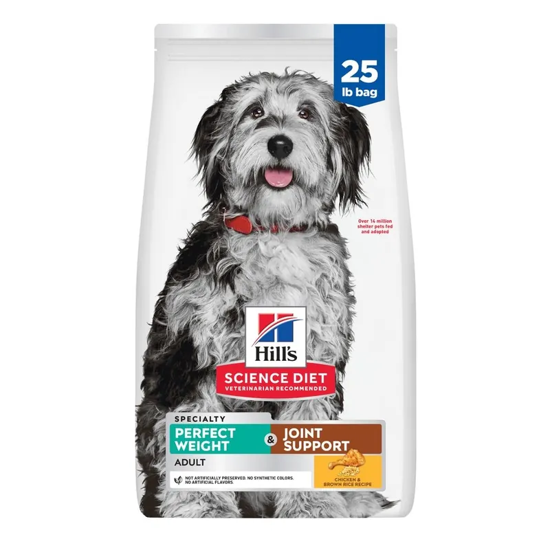 Hill’s Science Diet Adult Perfect Weight & Joint Support Dog Food, Chicken Recipe 25lbs