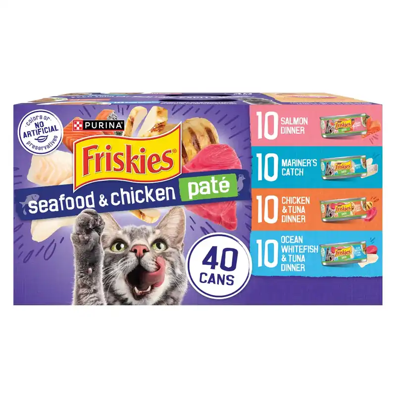 Purina Friskies Paté Tuna, Salmon, Fish & Chicken Favorites Wet Cat Food Variety Pack - 5.5oz/40ct