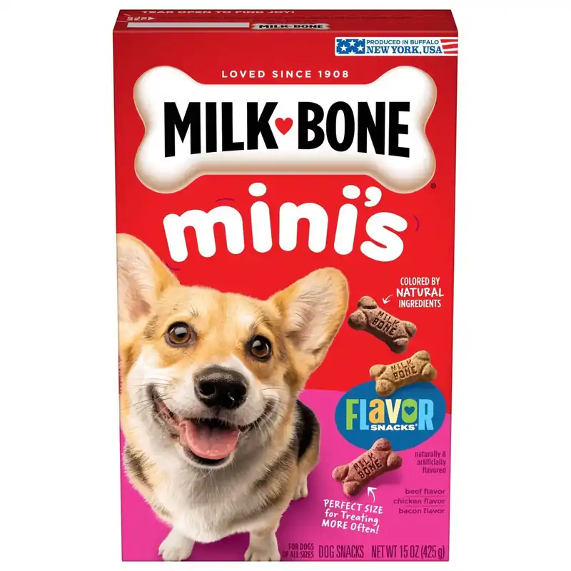 Milk-Bone Original Mini Dog Treats Biscuits with Beef, Chicken & Bacon Flavor Snacks - 15oz