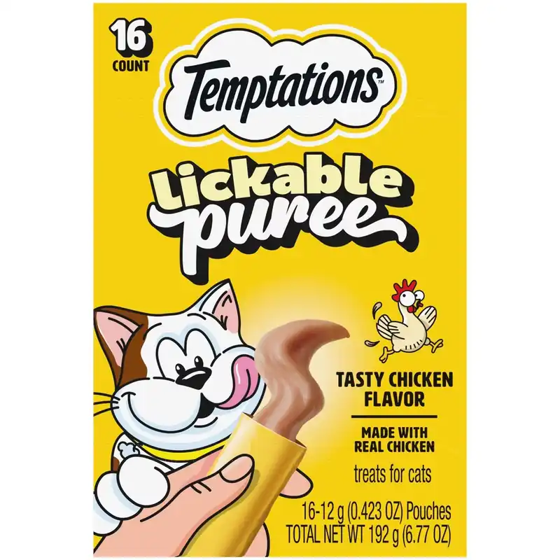 Temptations Creamy Puree with Chicken Flavor Squeezable Lickable Cat Treats - 6.7oz