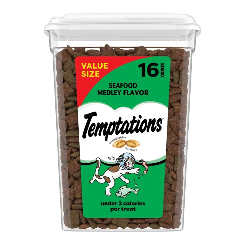 Temptations Classic Seafood Medley Flavor Crunchy Cat Treats - 16oz