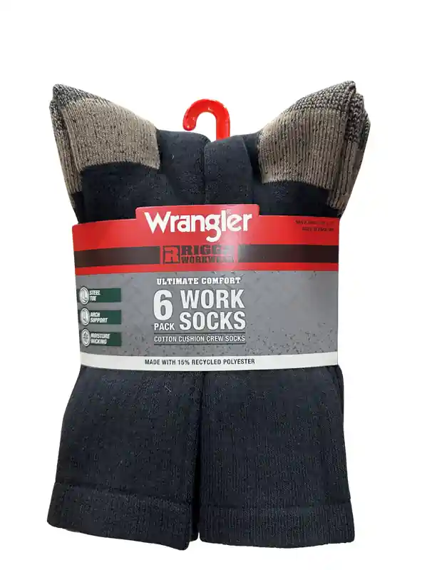 Wrangler Men‘s RIGGS Workwear® Ultra Dry Crew Sock (6-Pack)
