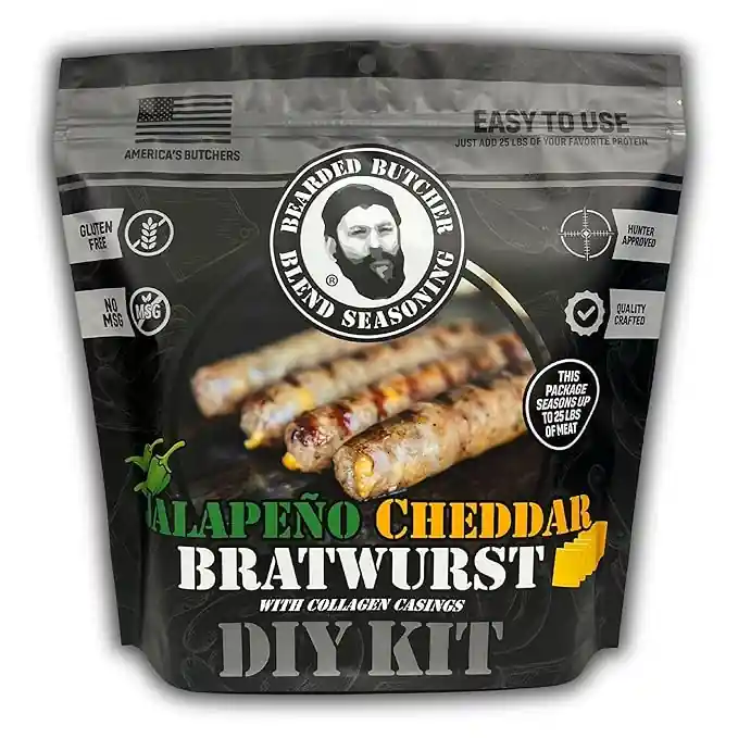 Bearded Butchers Jalapeño Cheddar Bratwurst DIY Kit w/ Collagen Casings