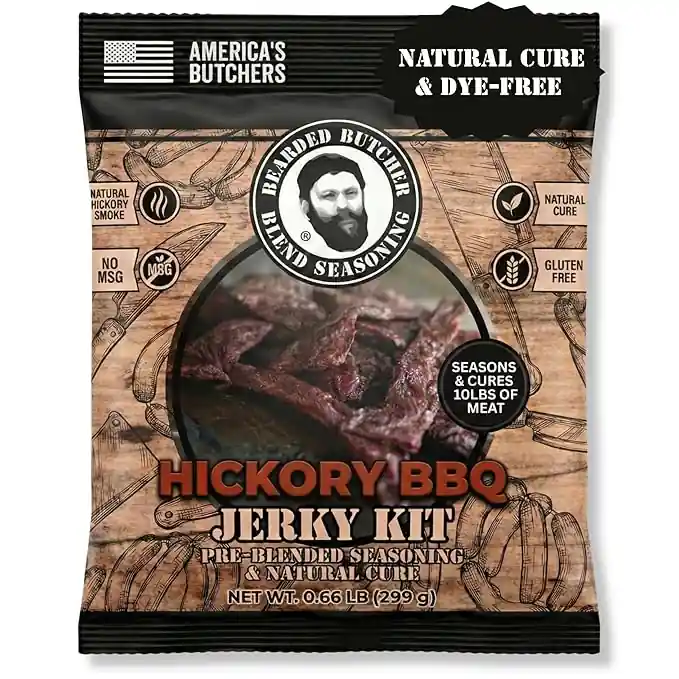 Bearded Butchers Hickory BBQ Jerky Seasoning & Natural Cure Kit for 10 LBS. of Protein