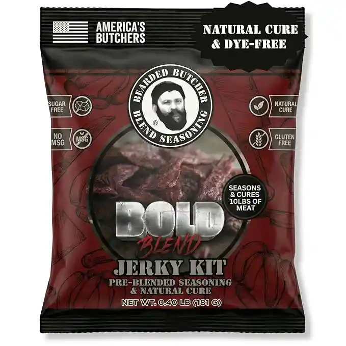 Bearded Butchers Bold Blend Jerky Seasoning & Natural Cure Kit for 10 LBS. of Protein