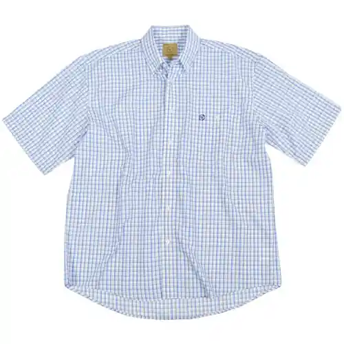 Gunnison Creek Outfitters Men‘s S26 Short Sleeve Button-down Shirt - Blue Checkered Plaid
