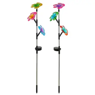 Alpine Corporation Solar Exotic Flower Garden Stake w/LED Light - 1 Unit (Assorted Colors)