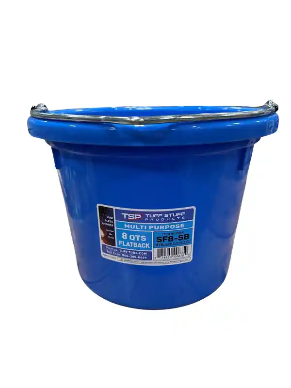Tuff Stuff Products Multi Purpose Flat Back Bucket 8 Quarts - Sky Blue