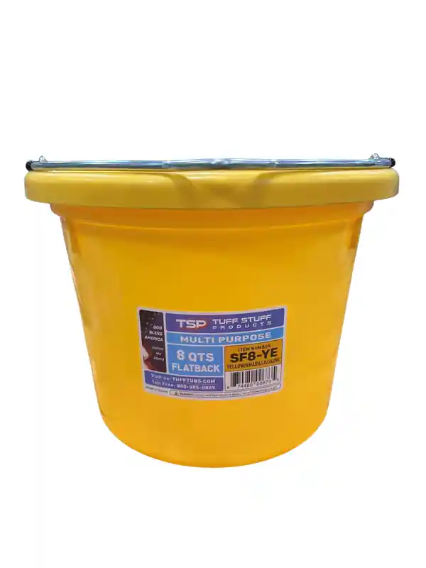 Tuff Stuff Products Multi Purpose Flat Back Bucket 8 Quarts - Yellow