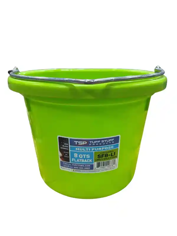 Tuff Stuff Products Multi Purpose Flat Back Bucket 8 Quarts - Lime Green