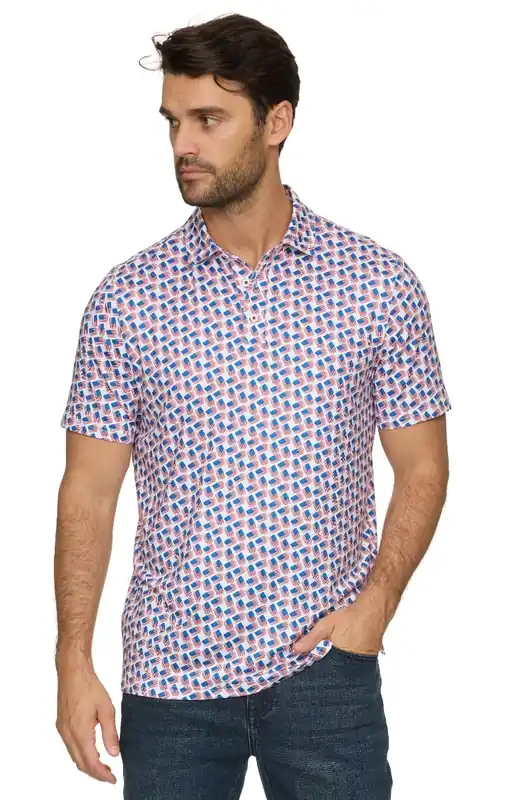 Threadgrit 250th Americana Capsule Collection Men‘s Roosevelt Short Sleeve Polo - White/Red/Blue