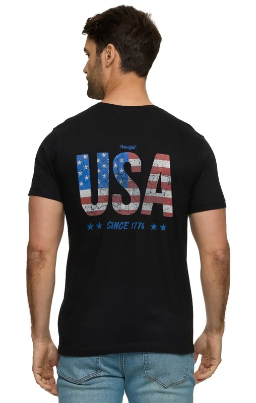 Threadgrit 250th Americana Capsule Collection Men‘s 250 Years Strong Badge Short Sleeve Tee - Black
