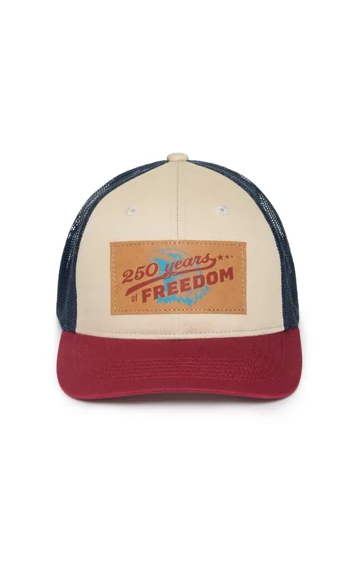 Threadgrit 250th Americana Capsule Collection Men‘s Americana Trucker Hat OSFM - Vintage White/Navy/Maroon