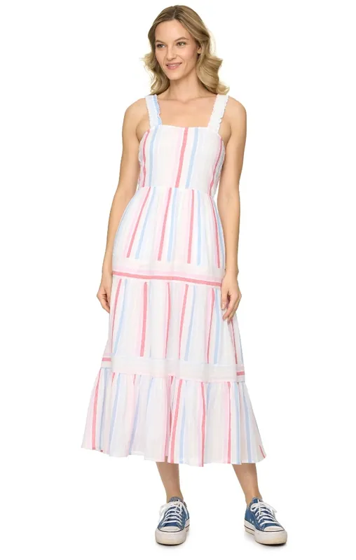 Threadgrit 250th Americana Capsule Collection Women‘s Abigail Maxi Dress - Multi Stripe