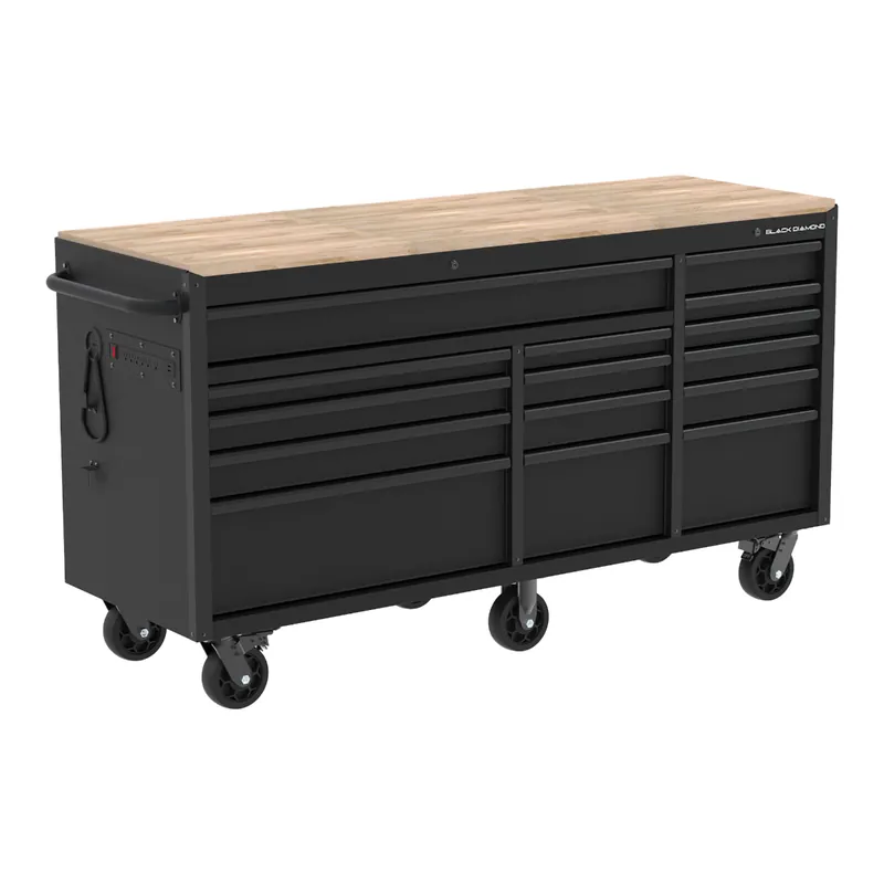 Black Diamond 72” Heavy Duty 15-Drawer Mobile Workbench