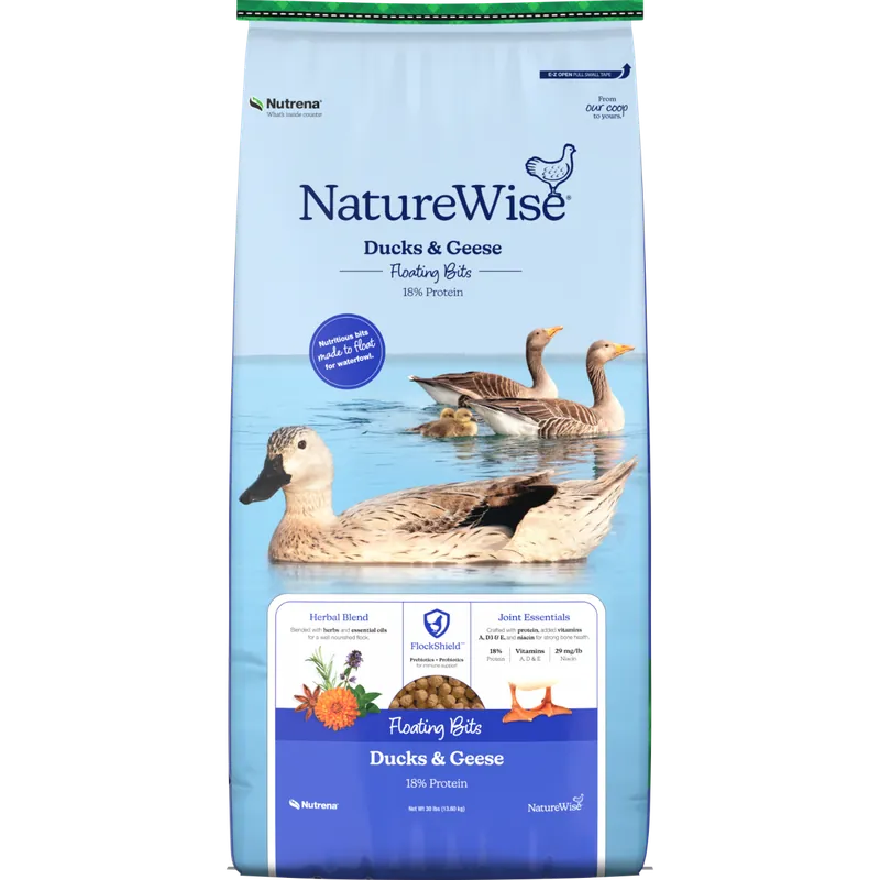 Nutrena® NatureWise® Ducks and Geese 18% Protein Floating Bits - 30 lb Bag
