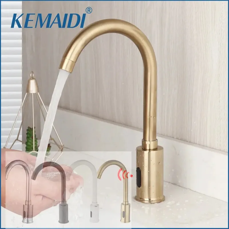 Automatic Touch Free Bathroom Faucet Sensor Faucets Brushed
