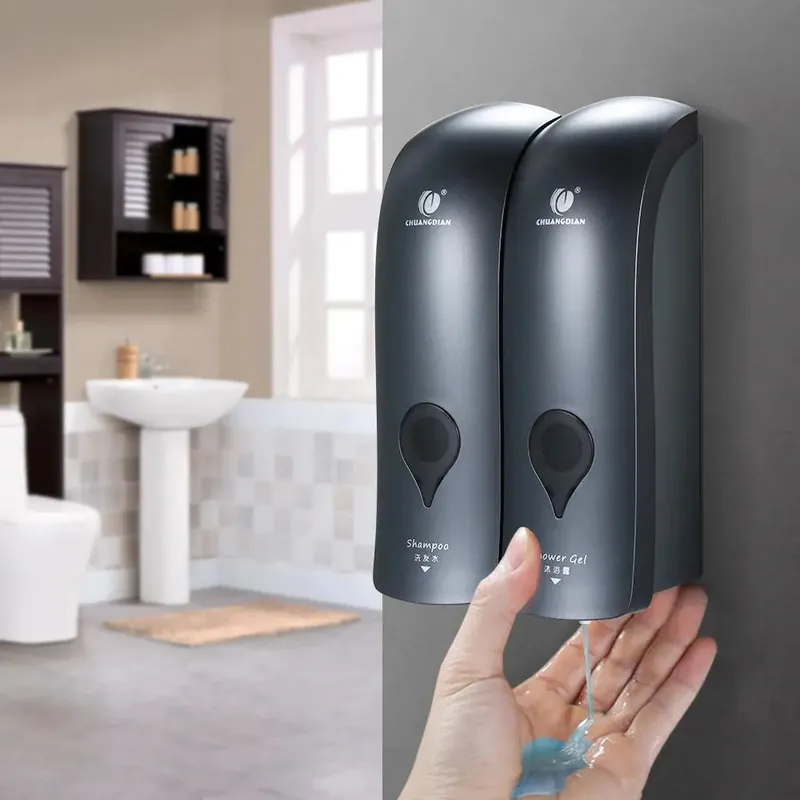 Wall Mounted Manual Soap Dispenser 300ml*2 Double-Head Shower Gel Liquid Dispenser