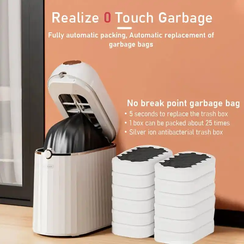 Smart Trash Can Automatic Bagging Garbage Bin Touchless Sensor Bathroom Trash Can