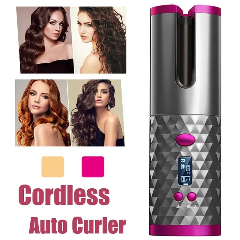 Hair Curler USB Rechargeable Curling Iron LED Display Temperature Adjustable stylin