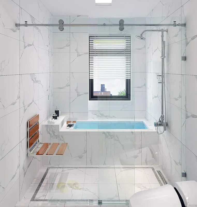 Frameless Glass Shower Door Hardware Sliding Rail Shower Room Kit,Chrome