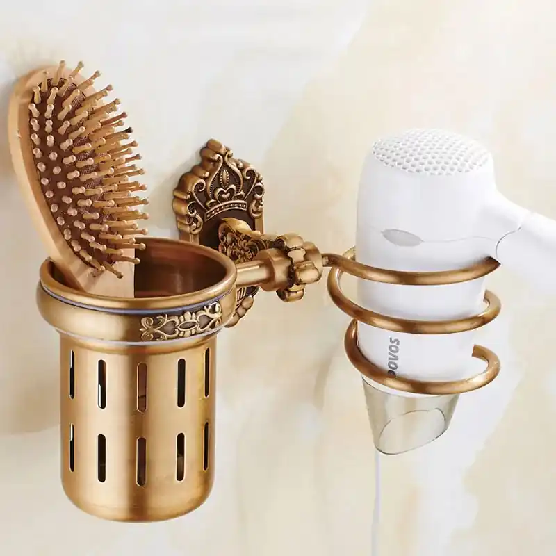 Hair Dryer Holder Aluminum Antique Bathroom Shelf