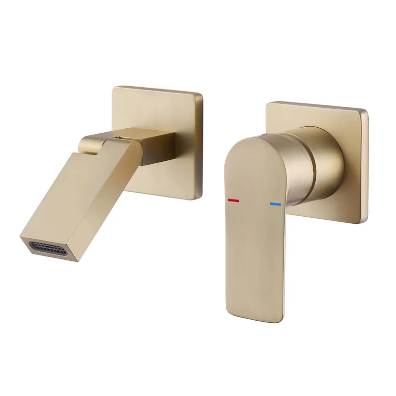 Fuacet Solid Brass, Wall Mounted Bathroom Vessel Sink Faucet,Single Handle 2 Holes Vanity