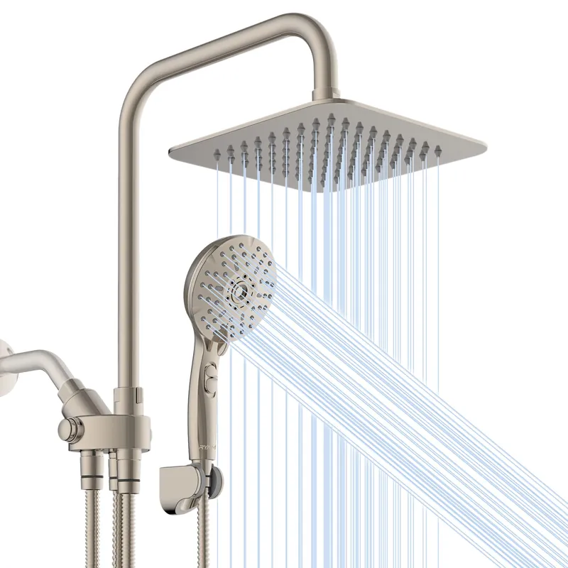 Head Combo, Brushed Nickel 8‘‘ High Pressure Rain/Rainfall Shower Head