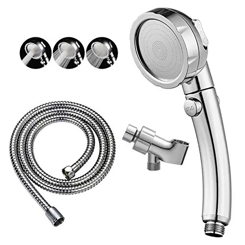 Chrome High Pressure Handheld Shower Head with ON/OFF Pause Switch, 3 Spray Modes Shower Wand