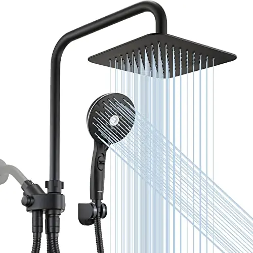 Shower Head Combo, Black 8‘‘ High Pressure Rain/Rainfall Shower Head,5