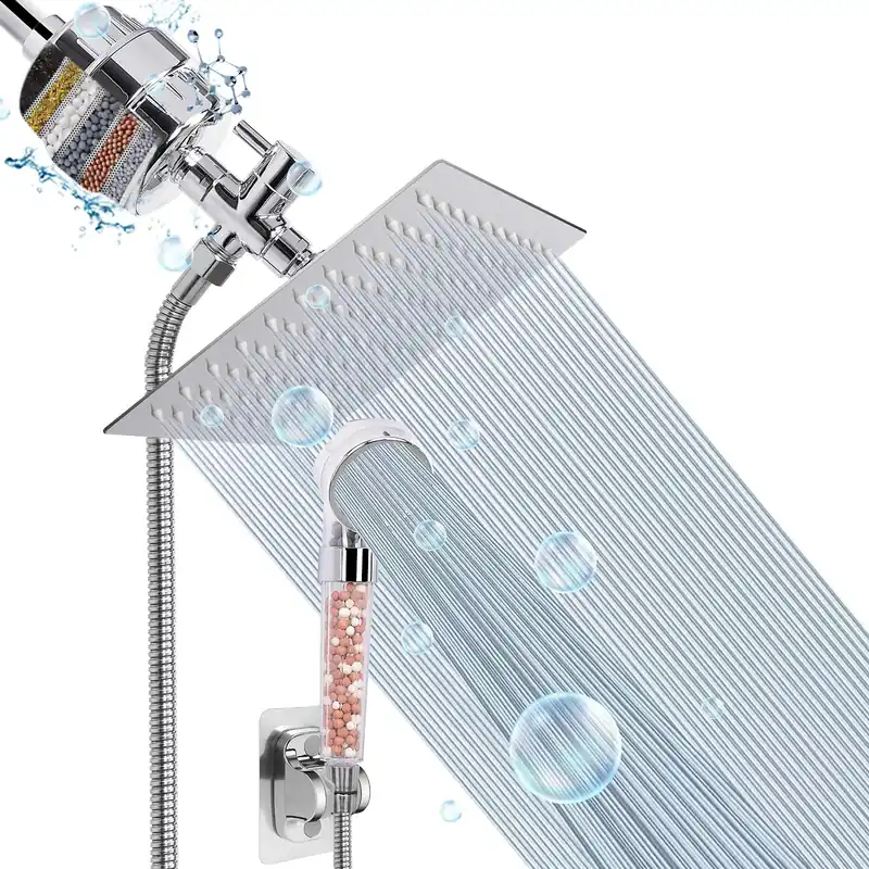 Pressure ShowerHead with Filter Combo for Hard Water, Remove