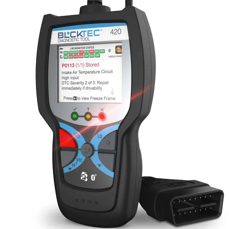 BLCKTEC 420 Bluetooth OBD2 Scanner Diagnostic Tool - Vehicle Code Reader for Car - Clears Check Engine Light