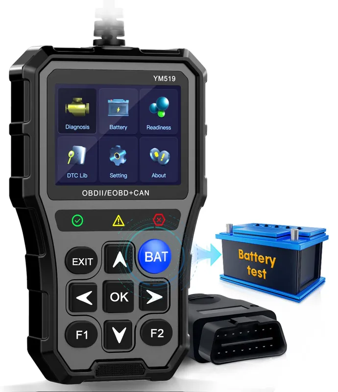 AMTIFO OBD2 Scanner with Battery Tester - Diagnostic Tool for Cars, Check Engine Light & Emissions Readiness