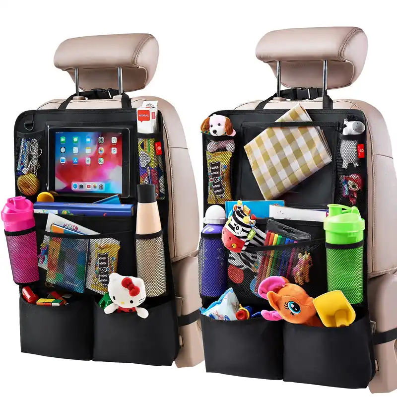Helteko Backseat Car Organizer, Kick Mats Back Seat Protector with Touch Screen Tablet Holder, Back Seat Organizer for Kids