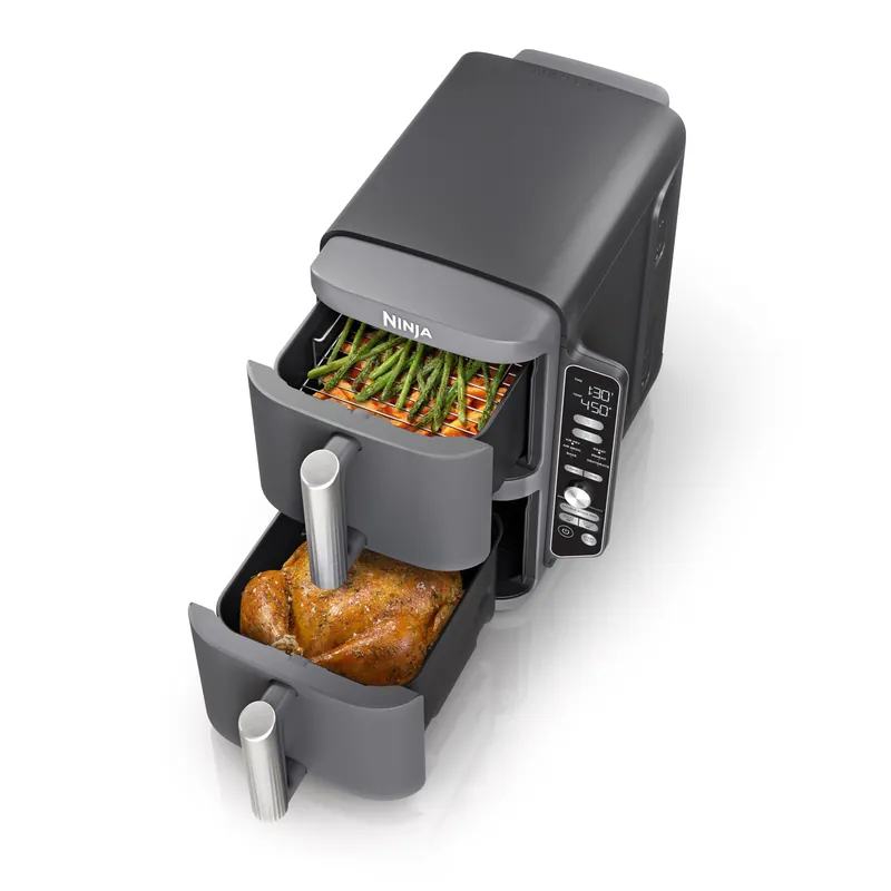 Ninja SL401 DoubleStack XL 2-Basket Air Fryer, DoubleStack Technology Cooks 4 Foods at Once, Compact Design, 10 QT, 6-in-1