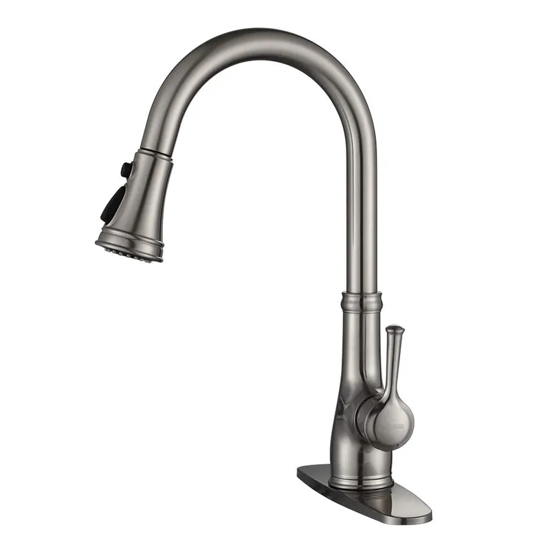 Kitchen Faucet Single Handle Stainless Steel Brushed Nickel Pull Down Kitchen Sink Faucet with Pull Out Sprayer