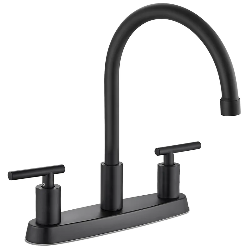 Kitchen Faucets,High Arc 360°Rotating Spout Kitchen Sink Faucet 2 Handle 8 Inch