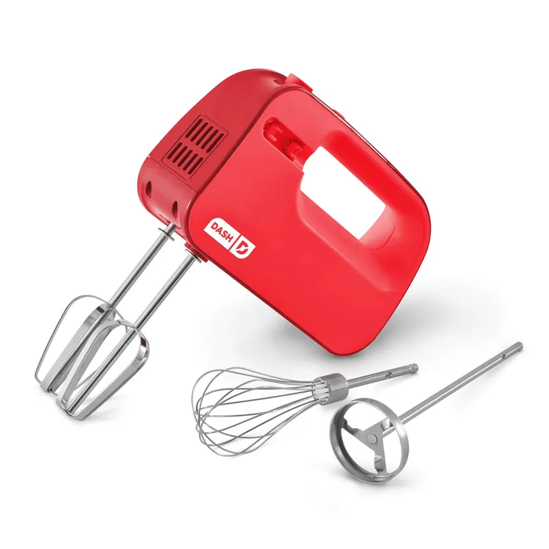 Compact Electric Hand Mixer + Whisk and Milkshake Attachment for Whipping, Mixing Cookies