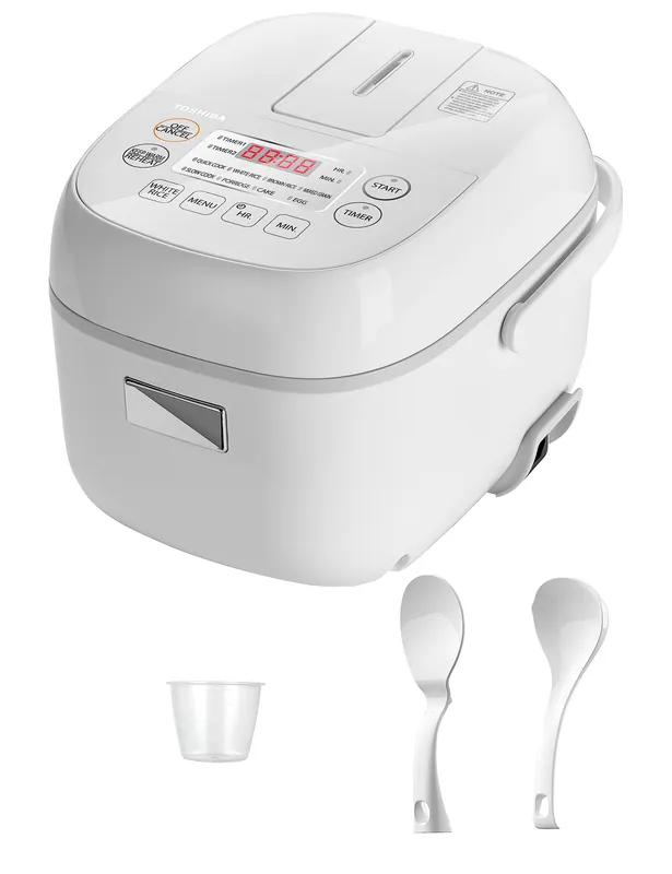 Mini Rice Cooker, 3 Cups Uncooked Small Rice Cooker, Steamer & Warmer w/ One-Touch Cooking White